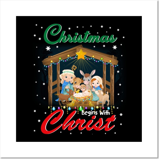 Christmas Begins With Christ TShirt Christian Holiday Jesu Wall Art by mazurprop
